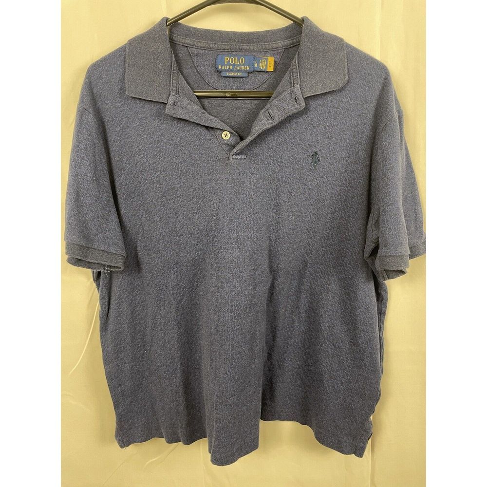Polo Ralph Lauren Shirt Mens Large Polo Blue Casual Cotton‎ Short Sleeve Golf